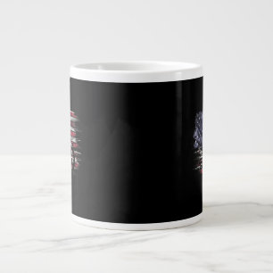 Vintage Motorcycle USA Flag Retro Biker, Motorcycl Giant Coffee Mug