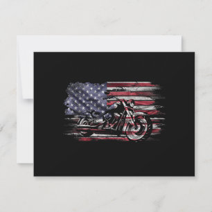 Vintage Motorcycle USA Flag Retro Biker, Motorcycl Save The Date