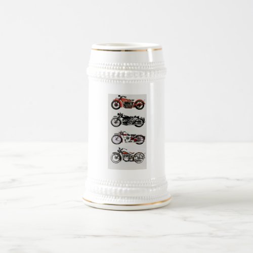 VINTAGE MOTORCYCLES BEER STEIN