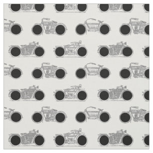 Vintage Motorcycles Black Dots Pattern Motorcycle Fabric