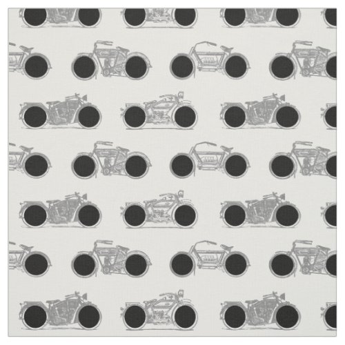 Vintage Motorcycles Black Dots Pattern Motorcycle Fabric