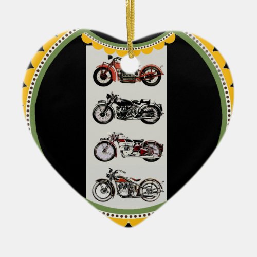 VINTAGE MOTORCYCLES CERAMIC ORNAMENT