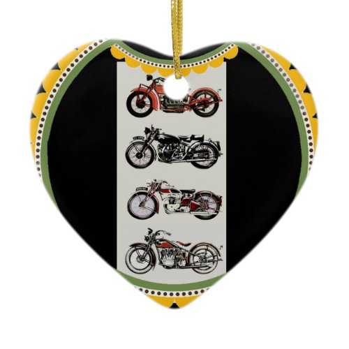 VINTAGE MOTORCYCLES CERAMIC ORNAMENT