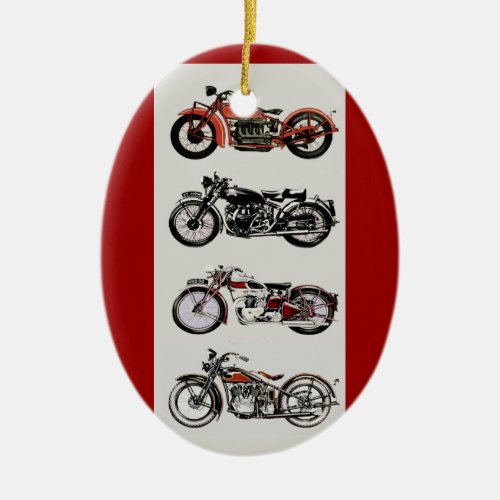 VINTAGE MOTORCYCLES CERAMIC ORNAMENT