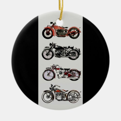 VINTAGE MOTORCYCLES CERAMIC ORNAMENT