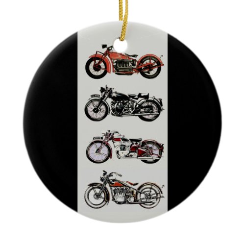VINTAGE MOTORCYCLES CERAMIC ORNAMENT