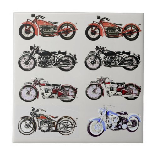 VINTAGE MOTORCYCLES CERAMIC TILE