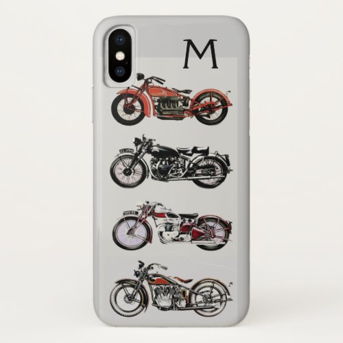VINTAGE MOTORCYCLES MONOGRAM iPhone X CASE