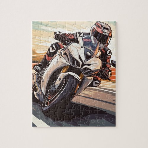 Vintage Motorcycles Racing Road Jigsaw Puzzle