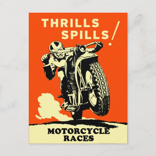 Vintage Motorcycles Racing Thrills Spills Postcard