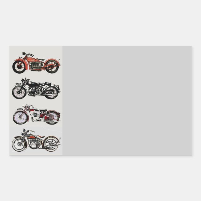 VINTAGE MOTORCYCLES RECTANGULAR STICKER (Front)