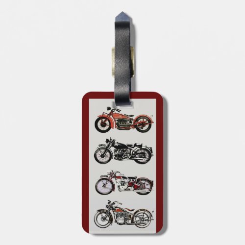 VINTAGE MOTORCYCLES red black grey Luggage Tag