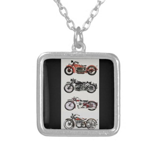 VINTAGE MOTORCYCLES SILVER PLATED NECKLACE