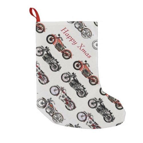 VINTAGE MOTORCYCLES SMALL CHRISTMAS STOCKING