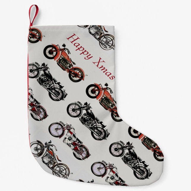 VINTAGE MOTORCYCLES SMALL CHRISTMAS STOCKING (Front)