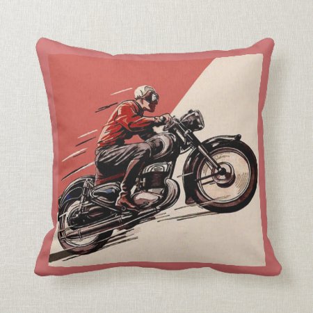 Vintage Motorcycles Throw Pillow