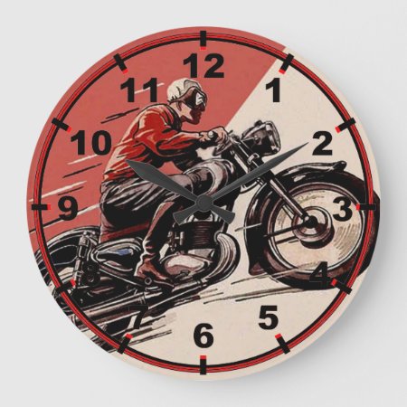 Vintage Motorcycling Large Clock