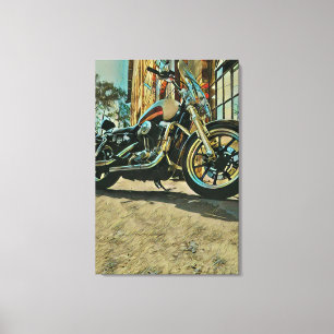 vintage motorcyclist birthday gift canvas print