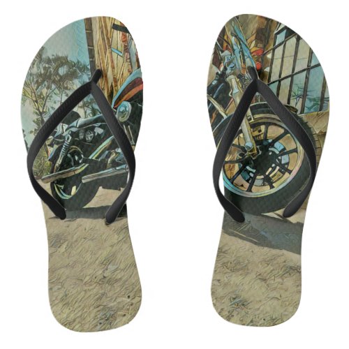 vintage motorcyclist birthday gift flip flops