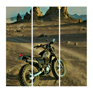 vintage motorcyclist birthday gift triptych