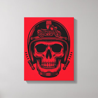 vintage motorcyclist skull legend canvas print