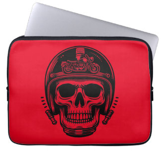 vintage motorcyclist skull legend laptop sleeve