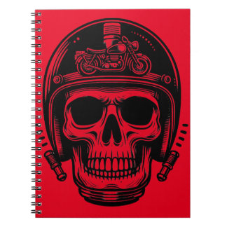 vintage motorcyclist skull legend notebook