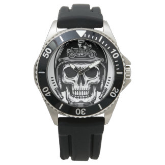 vintage motorcyclist skull legend watch