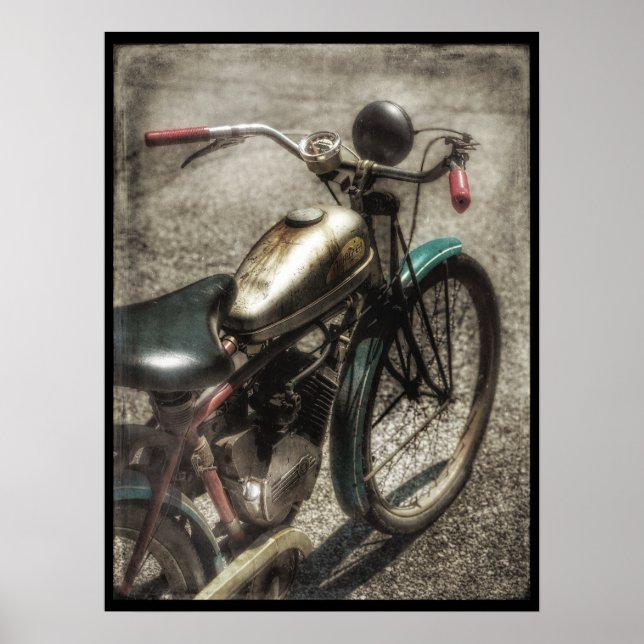 Vintage Motorized Bicycle Poster (Front)