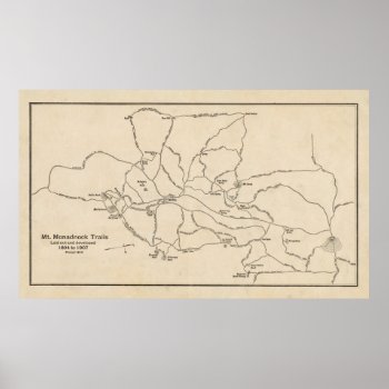Vintage Mount Monadnock Trail Map (1910) Poster by Alleycatshirts at Zazzle