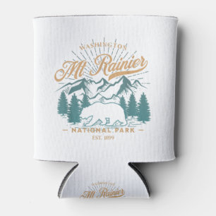 Vintage Mount Rainier National Park Bear Hiking Ca Can Cooler