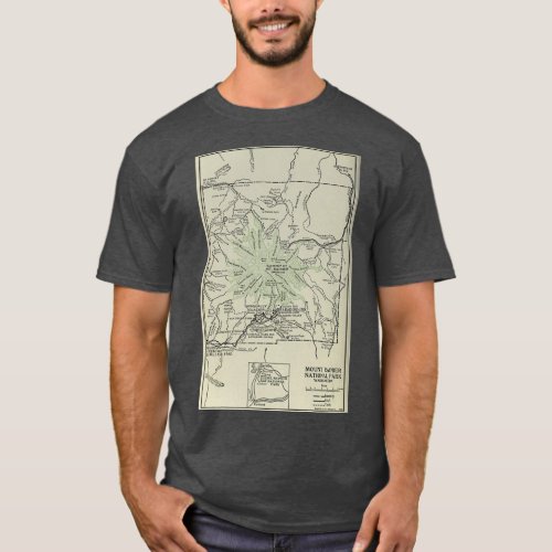Vintage Mount Rainier National Park Map 1919 T_Shirt