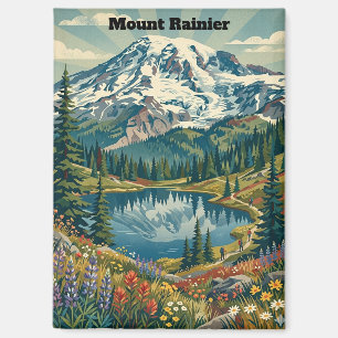 Vintage Mount Rainier National Park Mountains Magnet