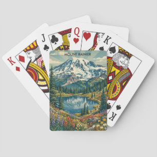 Vintage Mount Rainier National Park Mountains Poker Cards