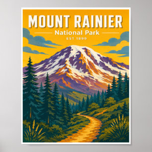 Vintage Mount Rainier National Park Travel Poster