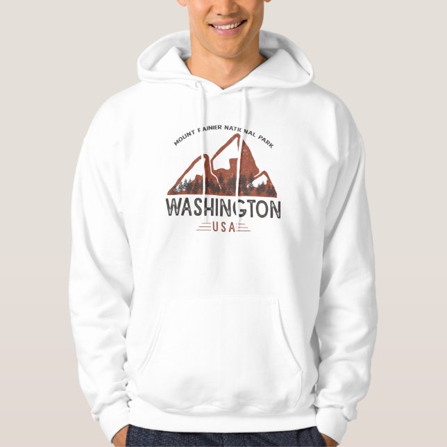 Vintage Mount Rainier National Park Washington Hoodie (Front)