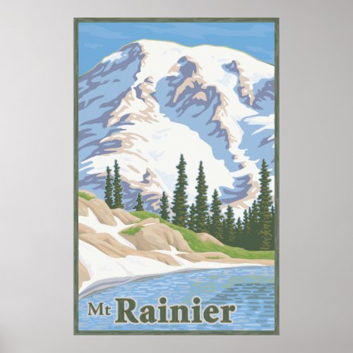 Vintage Mount Rainier Travel Poster