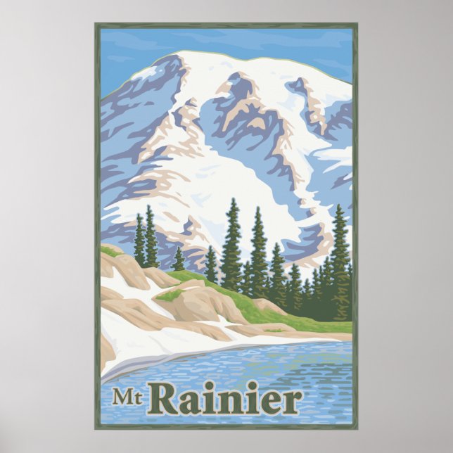 Vintage Mount Rainier Travel Poster (Front)