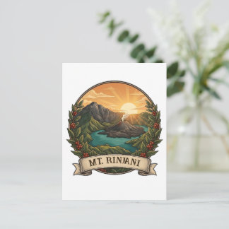 Vintage Mount Rinjani Indonesia Volcano Retro Postcard