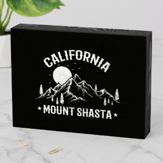Vintage Mount Shasta California Travel Wooden Box Sign