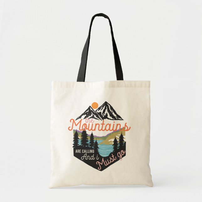 Vintage Mountain Adventure Tote Bag (Front)