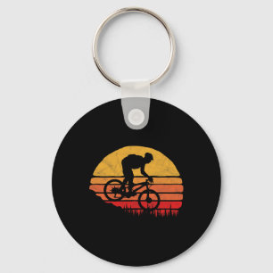 Vintage Mountain Biking Outdoor Retro Sunset Graph Keychain