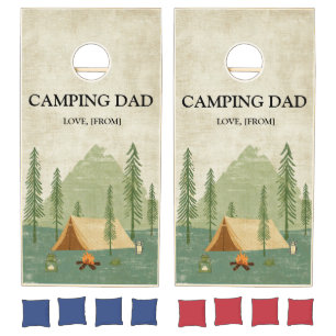 Vintage Mountain Camping Dad Fathers Day Cornhole  Set
