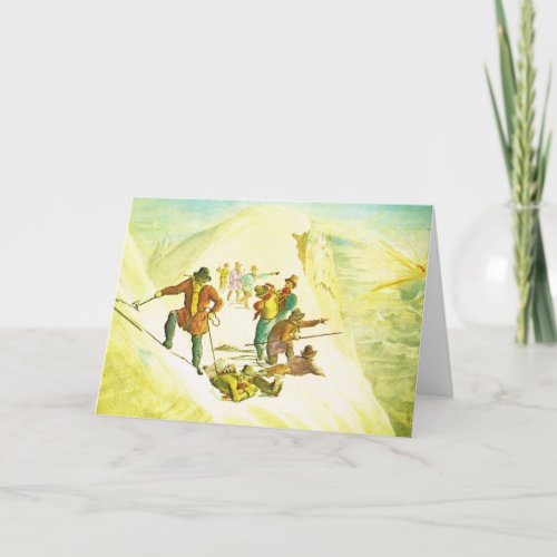 Vintage mountain climbers holiday card