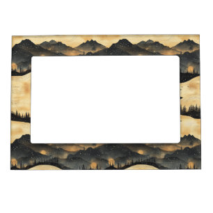 Vintage Mountain Clouds Landscape (1) Magnetic Frame