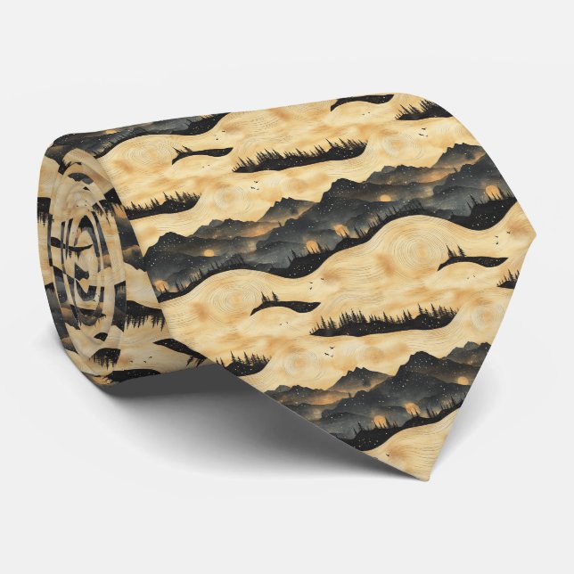 Vintage Mountain Clouds Landscape (1) Neck Tie (Rolled)