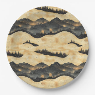 Vintage Mountain Clouds Landscape (1) Paper Plates