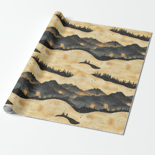 Vintage Mountain Clouds Landscape (1) Wrapping Paper