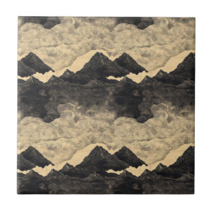 Vintage Mountain Clouds Landscape (2) Ceramic Tile