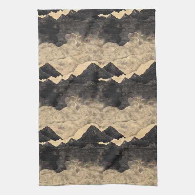 Vintage Mountain Clouds Landscape (2) Kitchen Towel (Vertical)